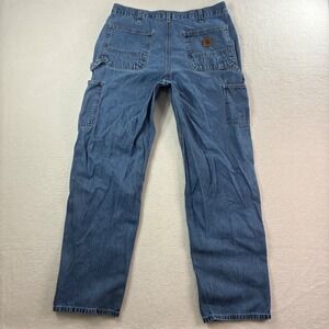 Carhartt Carpenter Jeans Mens 35x34 Blue Work Dungarees Casual Denim B13 DST